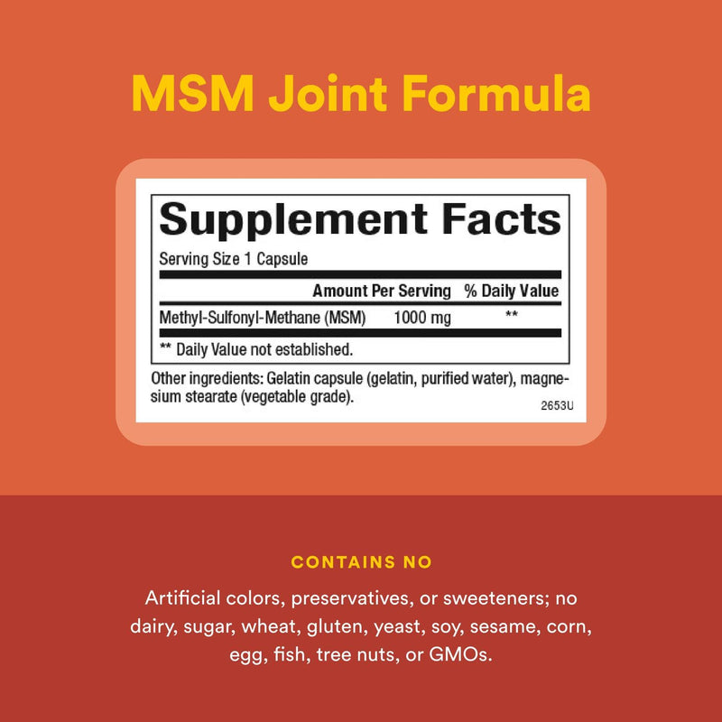 [Australia] - Natural Factors, MSM, Supports Healthy Joints, Hair, Skin and Nails, 180 Capsules 180 Count (Pack of 1) 