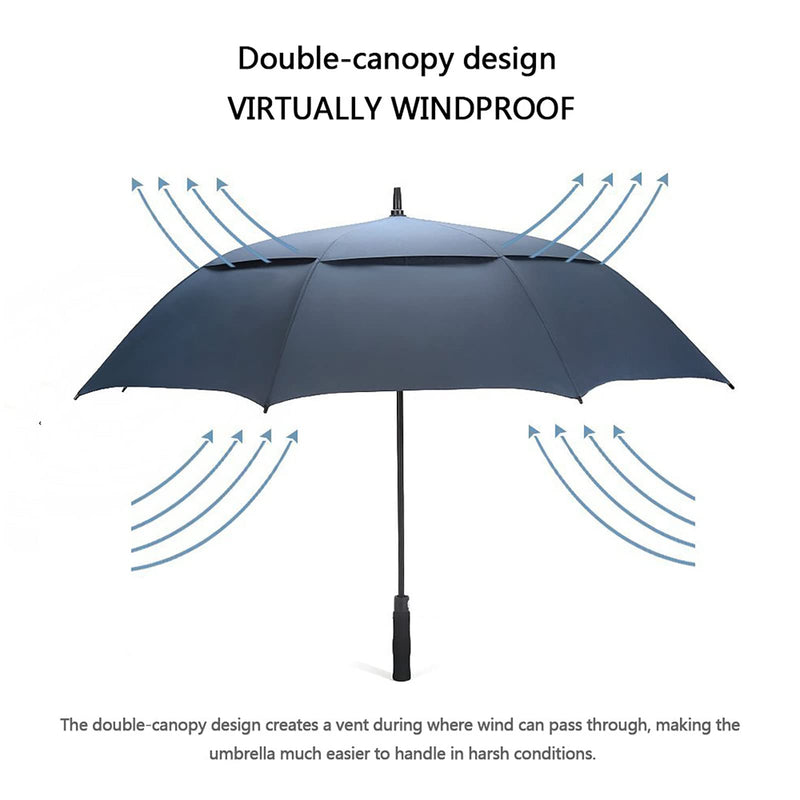 G4Free UPF 50+ UV Protection Sun Umbrella Double Layer and 54 Inch Automatic Open Golf Umbrella Navy Blue Bundle