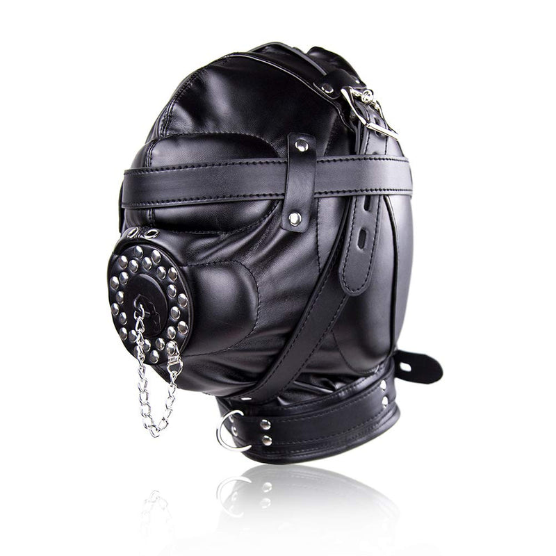 [Australia] - Leather Bondage Mask Hood Black 