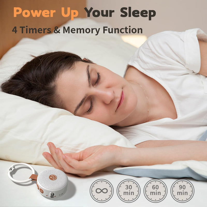 [Australia] - Mini Sound Machine Portable Baby White Noise Machine Brown Noise Machine with 30 Soothing Sounds for Kids Adults Auto-Off Timer 32 Volume Levels Battery Sleep Machine for Home Office Privacy & Travel 
