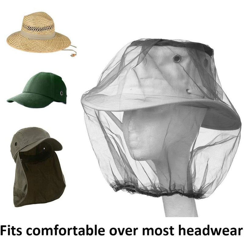 [Australia] - Hat with mosquito net, mosquito net hat, mosquito head net, fly net for face, mosquito hat head net, anti-mosquito bee bug insect, beekeeper protective hat, fly mask cap hat, mesh face protection, 2 pieces (black) 