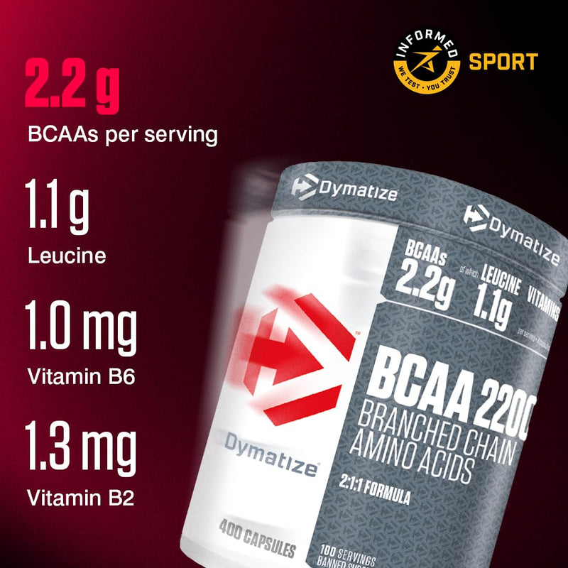 Dymatize BCAA 2200 Caps 400er - Essential Amino acids – leucine, isoleucine, valine 400 count (Pack of 1)
