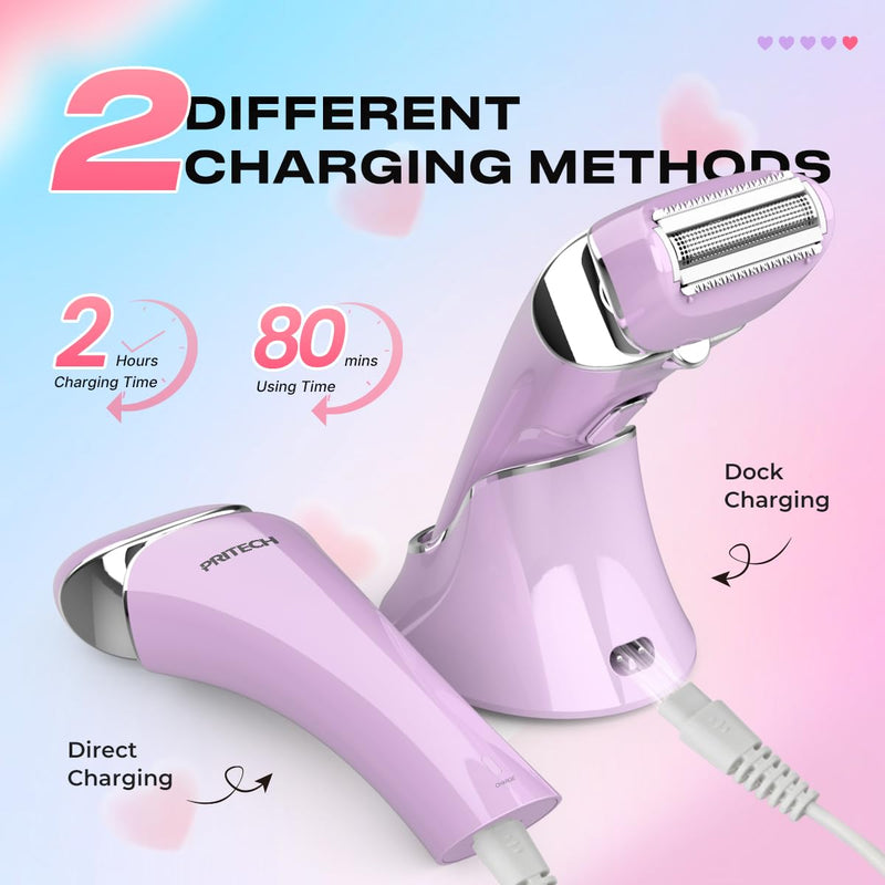 Electric Shaver for Women Rechargeable Wet Dry Electric Razor for Women, Waterproof Lady Shaver for Legs Arm Underarm Bikini Public Body Razor with One Extra Foil Blade Lilac