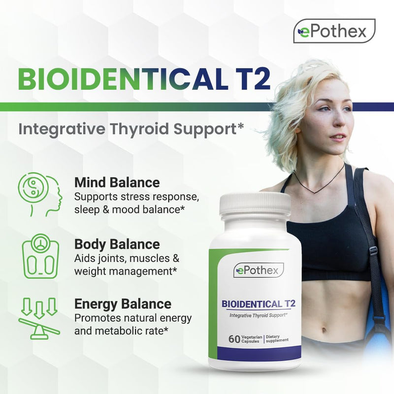 [Australia] - Bioidentical T2 - Integrative Thyroid Support - Promotes Metabolism & Energy - Non-GMO, Clean Formula - 60 Capsules (2 mo Supply) 