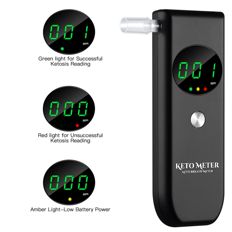 [Australia] - Ketone Breath Home Monitors Analyzer Professional Ketone Breath Testing & Monitoring - Portable Breath Ketosis Meter Digital Ketosis Breathalyzer for Testing ketosis with 10 Mouthpieces Black 