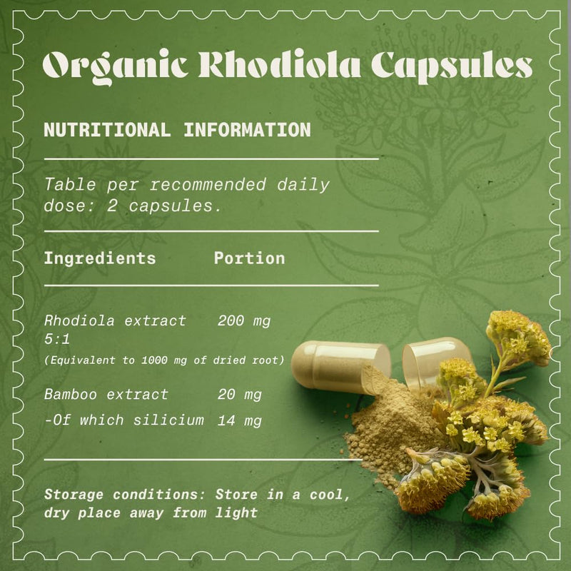 NaturaleBio Organic Rhodiola Rosea 120 Capsules. 1000mg. 100% Vegan Extract (5:1). 2 Month Supply. Traditionally Used to Help Maintain Resilience to Stress.