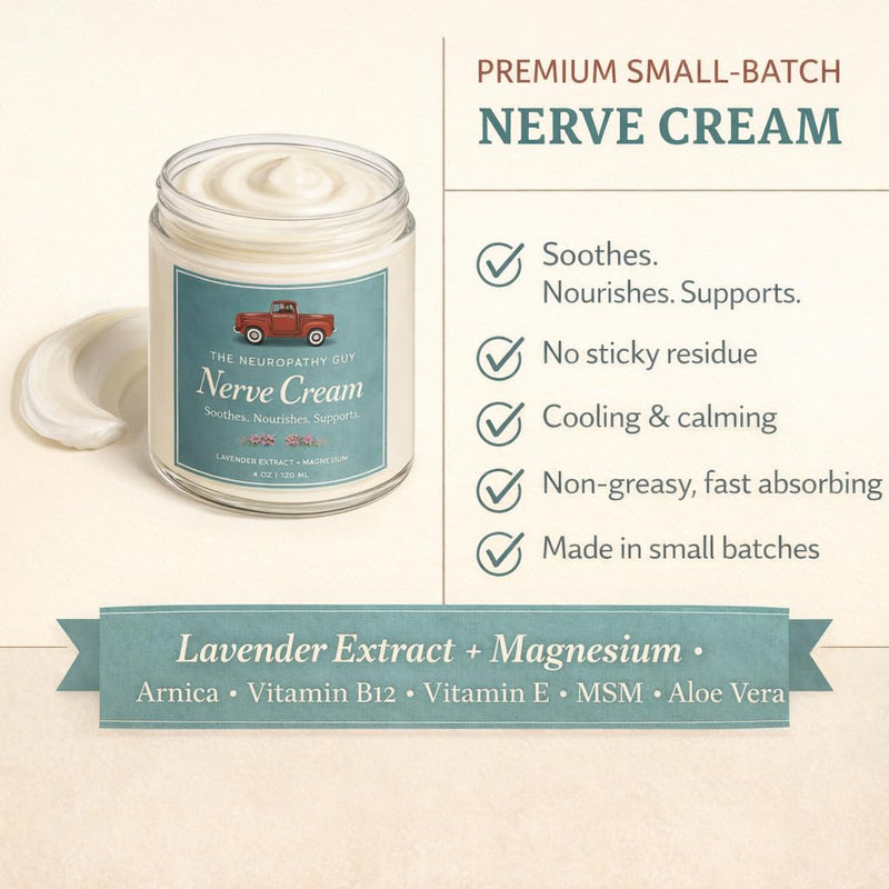 The Neuropathy Guy Nerve Cream - Lavender Magnesium Cream for Feet, Hands, Legs & Toes - Soothing Nerve Support with Arnica, Menthol, Aloe Vera & Vitamin E - 4 oz
