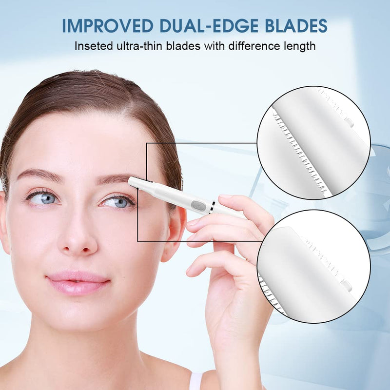 [Australia] - TOUCHBeauty Eyebrow Razor Nose Hair Trimmer Women 2 in 1 Precision Women's Hair Trimmer for Face, Ears, Nose, Bikini Zone and Body TB-1458 (White) 
