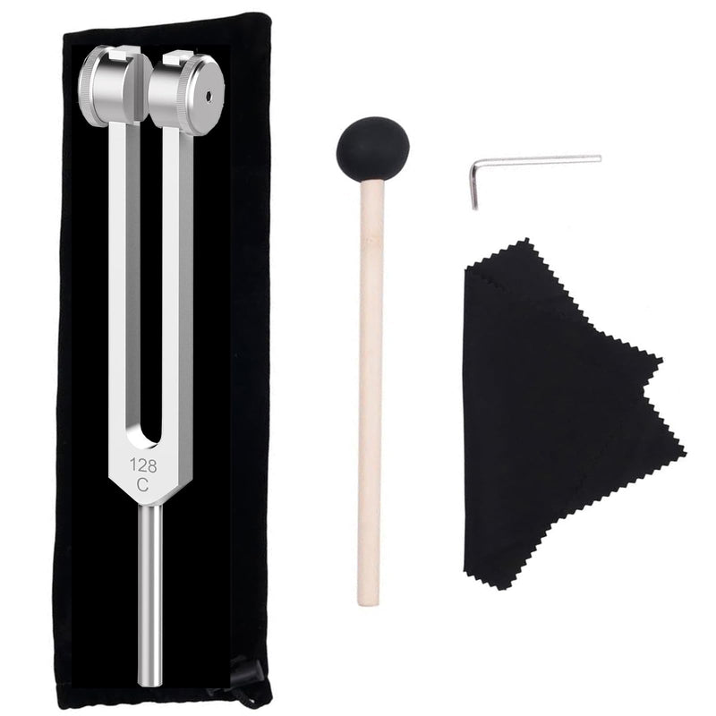 [Australia] - 128 Hz Weighted Tuning Fork Medical-Grade Tuning Forks for Healing-Professional Medical-Tuning Fork C128 with Mallet Essential Yoga and Meditation Accessories & Sound Healing Instruments 