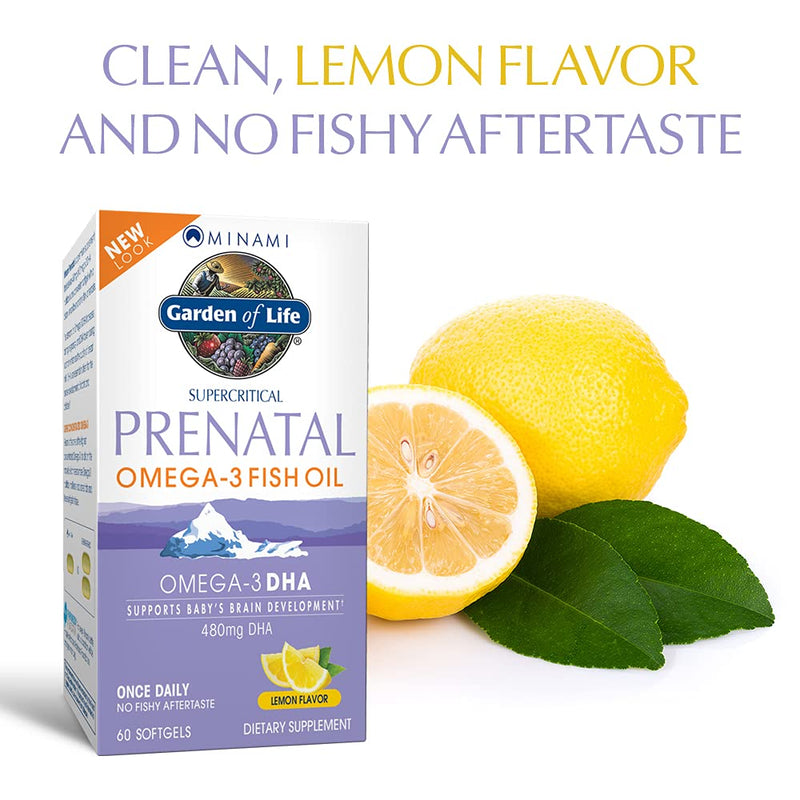 [Australia] - Garden of Life Prenatal DHA Omega 3 Fish Oil - Minami Natural Prenatal, 60 Softgels Lemon 60 Count (Pack of 1) 