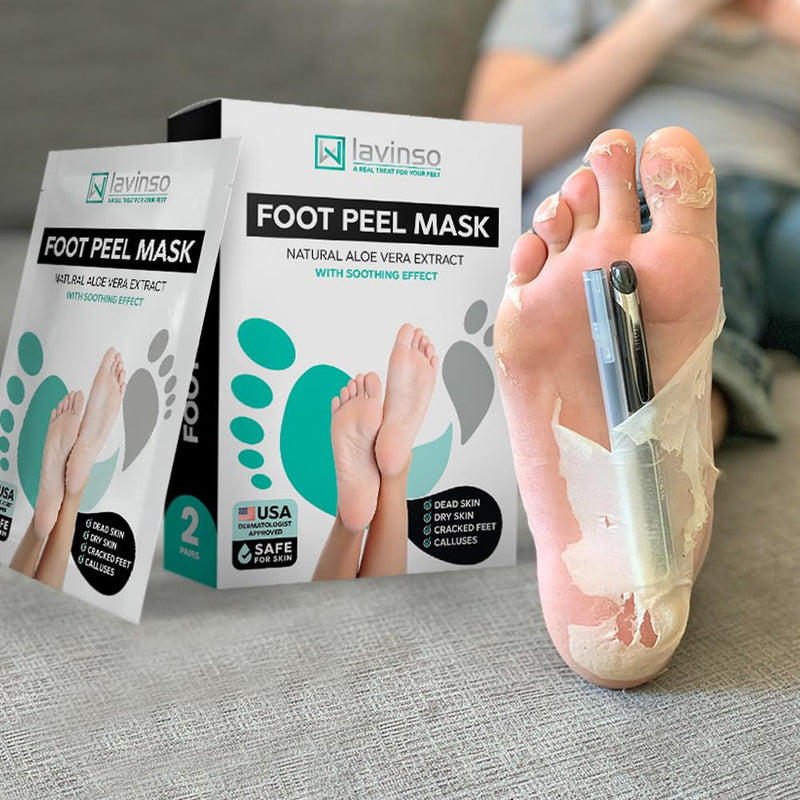 Foot Peel Mask for Dry Cracked Feet – 2 Pack Peeling Mask Removes Dead Skin and Calluses - Exfoliating for Soft Baby Feet, Original Scent Aloe Vera 1 Count (Pack of 2)