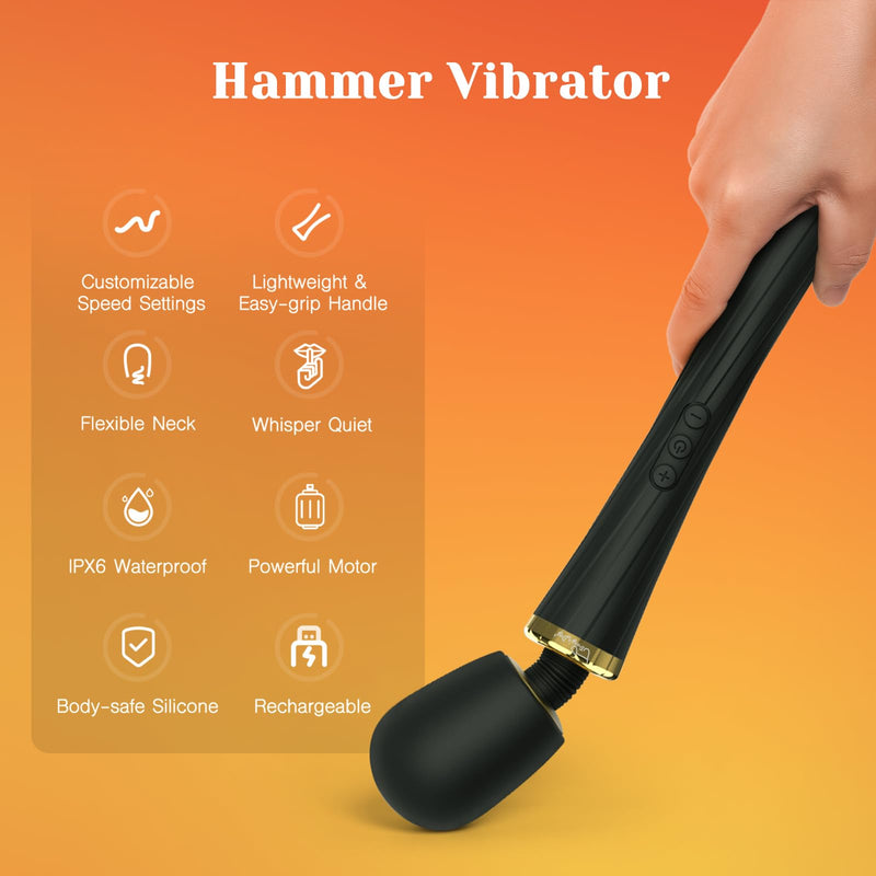 [Australia] - Tracy's Dog Vibrator Wand, Adult Sex Toy for Clitoral Stimulation, Magic Cordless Handheld Powerful Vibrating Massager for Women Partner Play with 5 Vibrations & 3 Speeds Black 