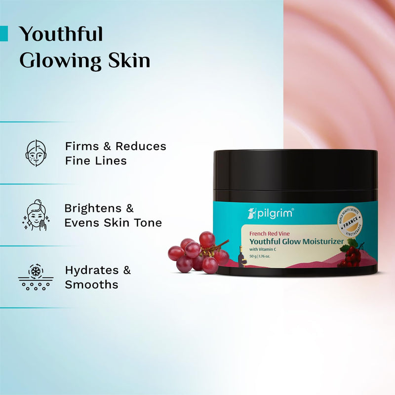 Pilgrim Red Vine Vitamin C Face Cream SPF 30 | with Rosehip Oil (PA+++) | Fights Wrinkle | Provides Long Lasting Sun Protection | 1.76 Oz (50gm)