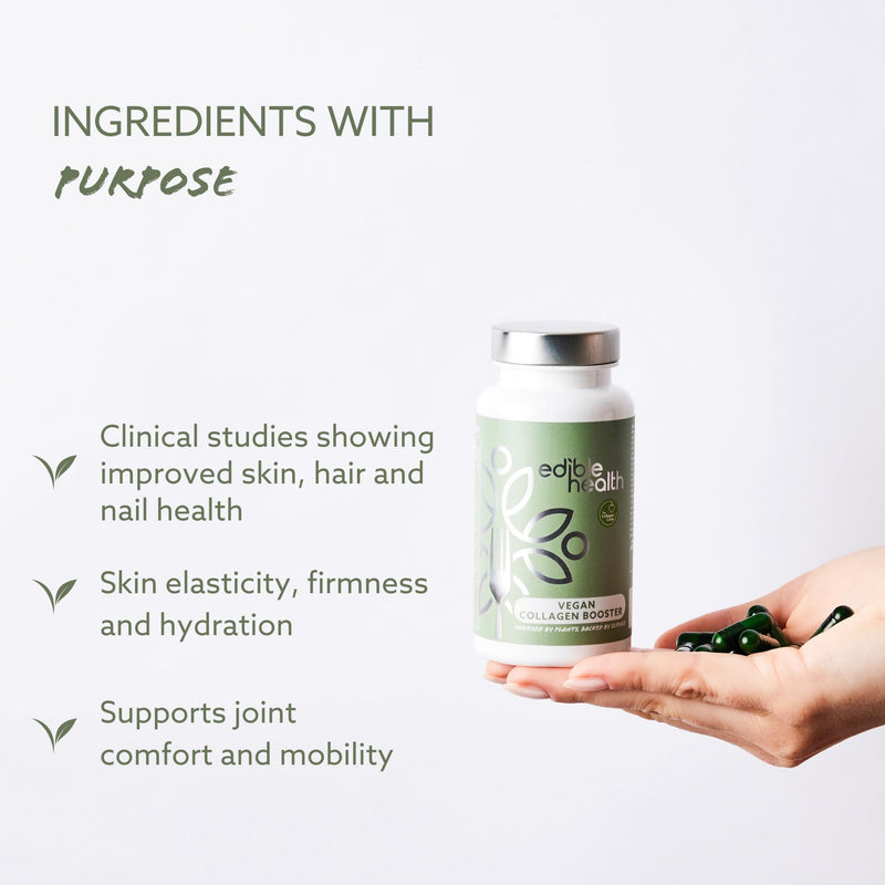 Vegan Collagen Booster – Plant-Based Amino Acids & Silicium – High Strength with Vitamin C & E – 30 Day Supply – for Women & Men – Supports Skin, Hair & Joint Health