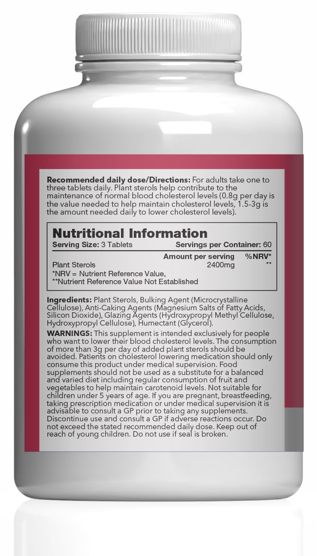Plant Sterols 2400mg per Serving | Advanced Formula | with Beta-Sitosterol | 360 Vegan Tablets = 4 Months' Supply | Vegan & Vegetarian Friendly | Manufactured in The UK New Label Design