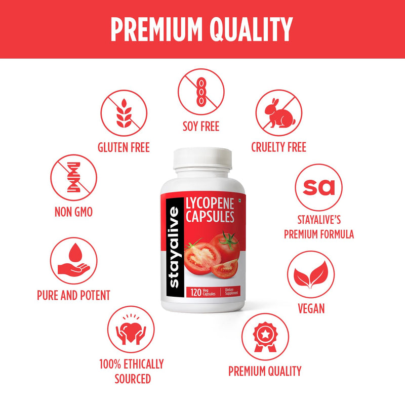[Australia] - STAY ALIVE Lycopene Supplement for Men 60mg, Natural Tomato Extract Powder, 120 Capsules with 4 Months Supply, 100% Veg Lycopene Complex, Non-GMO and Gluten Free Carotenoid Supplement 