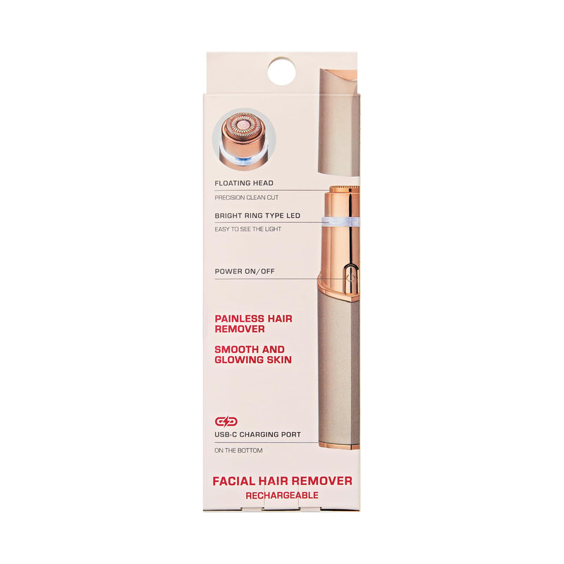 [Australia] - Rechargeable Facial Hair Remover for Women Painless Smooth Trimmer for Upper Lip, Chin & Face 18K Gold-Plated Floating Head USB-C Shaver 