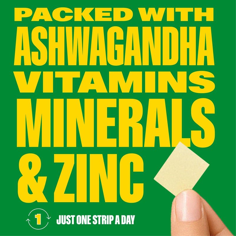 NuStrips Essentials in A Strip™, Dissolvable Strips, 30 Count, Vitamin D3, Ashwagandha, Zinc, Vegan, Green Apple Flavor, Mind, Body, Immune Support