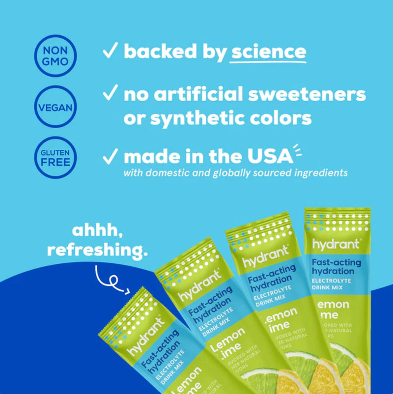 [Australia] - HYDRANT Hydrate, Individual Hydration Electrolyte Powder Stick Packets with No Artificial Sweeteners, Colors, or Fillers (Lemon Lime, 30 Pack) Lemon Lime 8.7 Ounce (Pack of 1) 