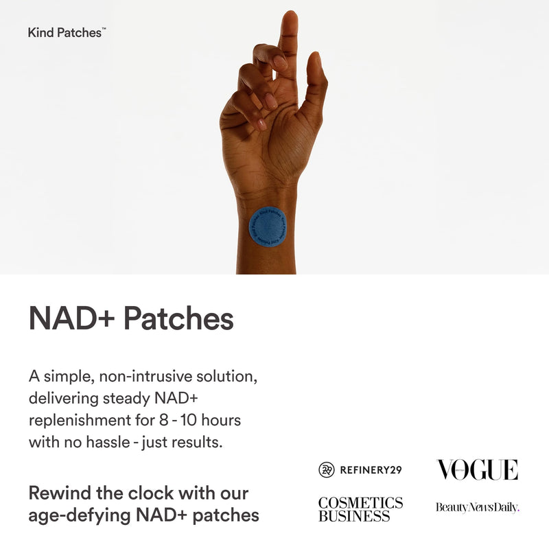 Kind Patches | NAD+ Patches | Cellular Energy and Metabolism Support | Botanical Plant-Based Formula with NMN, Resveratrol & Lion's Mane | 30 Vegan Patches 30 Patches (1 Pack)