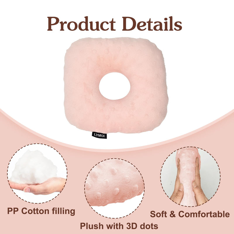 [Australia] - Ear Piercing Pillow, Side Sleeper Pillow with an Ear Hole, Ear Protector Pillow for Ear Pain CNH Piercing Pain Relief Sleeping Pressure Sores, Minky Dot (Pink) 