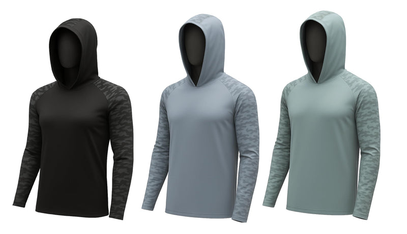 [Australia] - Permethrin Insect Repellent Mens Athletic Hoodies Long Sleeve Fishing Shirts SPF 50+ UV Sun Shirt Protection Rash Guard Blue-camo X-Large 
