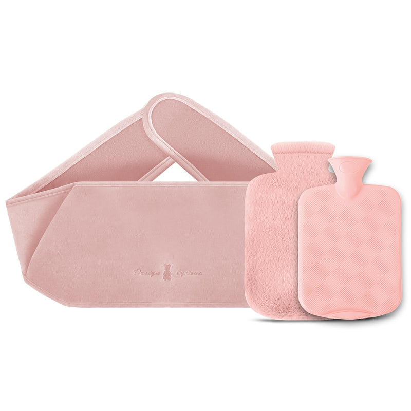 [Australia] - Votoko Hot Water Bottle Belt, 3 in 1 Hot Water Bottle Belt, 1.2 L Rubber Hot Water Bottle with Soft Waist Cover, Hot Water Bottle Belt for Neck and Shoulder, Back, Legs, Waist Warming (Pink) Pink 