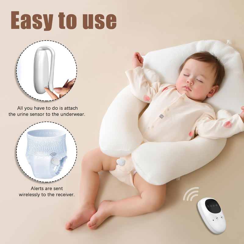 [Australia] - Wireless Bedwetting Alarm for Boys and Girls, USB Rechargeable, 3 Working Modes, Pee Alarm for Elderly AlzheimerÔºåWhite 