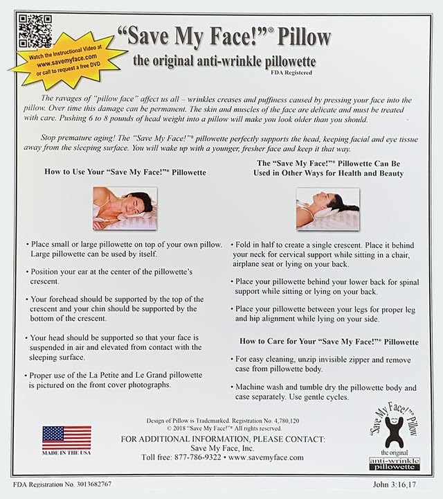 [Australia] - Save My Face!" Pillow The Original Anti-Wrinkle PILLOWETTE Le Grand Pillow (Grey, Silk) 
