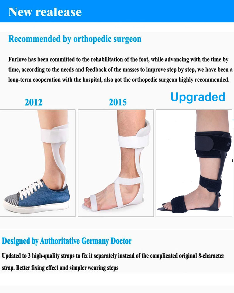 Medical AFO Drop Foot Brace, Ankle Foot Orthosis Support Foot Drop Postural Correction Brace (Left, Large) Left