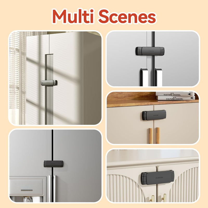 [Australia] - Mom's Choice Gold Awards Winner - EUDEMON 1 Pack Latest French Fridge Lock French Door Refrigerator/Freezer Lock Apply to Max 3.54"(90mm) Two Door Gap Distance for Kids & Babies,Easy to Install(Black) Black 