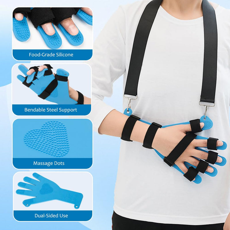 Resting Hand Splint for Stroke Support – Adjustable Finger Separator Brace for Spasticity & Contracture, Helps Prevent Finger Curling & Stiffness,Suitable for Adults, Elderly M