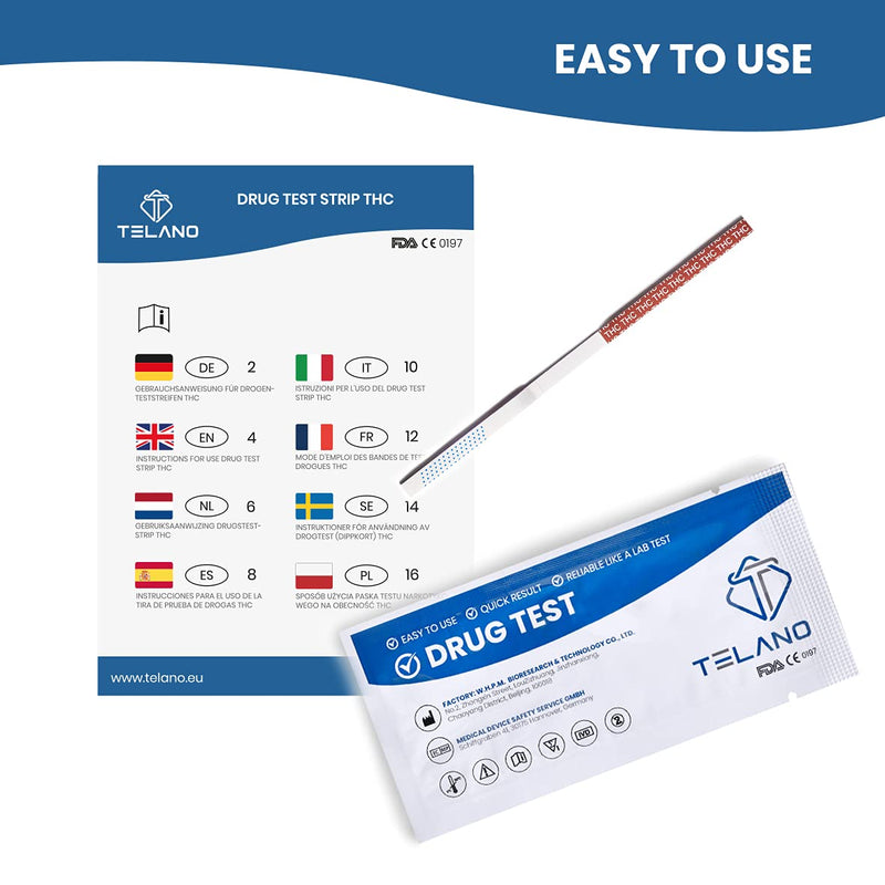 [Australia] - 15x Telano Cannabis Drug Test THC | Urine drug test to detect breakdown products of cannabis, marijuana and hashish in the body | Rapid drug test cannabis 1 piece (pack of 15) 