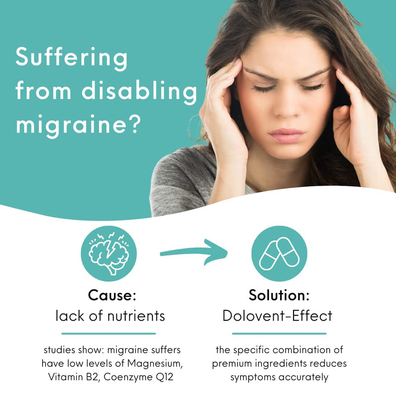 Dolovent Vitamin B2, Magnesium & CoQ10 Formula, 120 Capsules | Dietary supplement with 400mg vitamin B2, magnesium & CoQ10; supports brain health; made in Germany 1