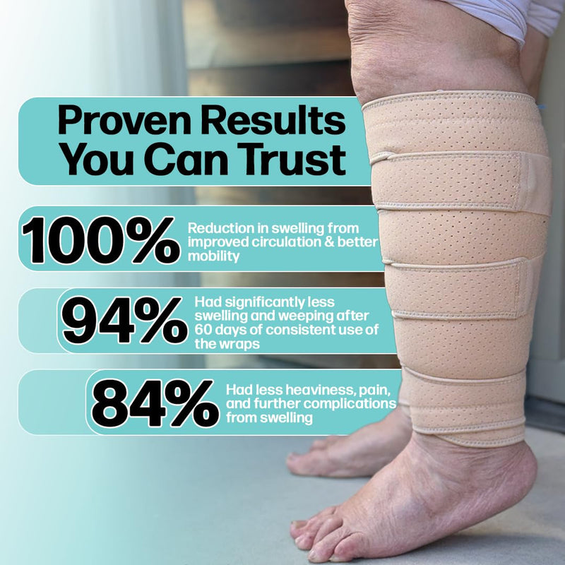 Beltwell® Adjustable Lymphedema Calf Compression Wrap for Swelling, Edema, Lipedema, Circulation, Heaviness, Pain - Easy to put on XXL - TALL Beige