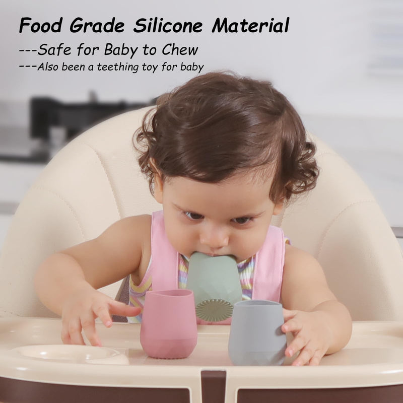 [Australia] - Seposeve Silicone Baby Cups for 6-12 Months, 12-24 Months, Pack of 2 Tiny Open Training Silicone Cup for Baby and Toddler, Baby Mouth-Like Design, with Capacity Markings, Green Blue 