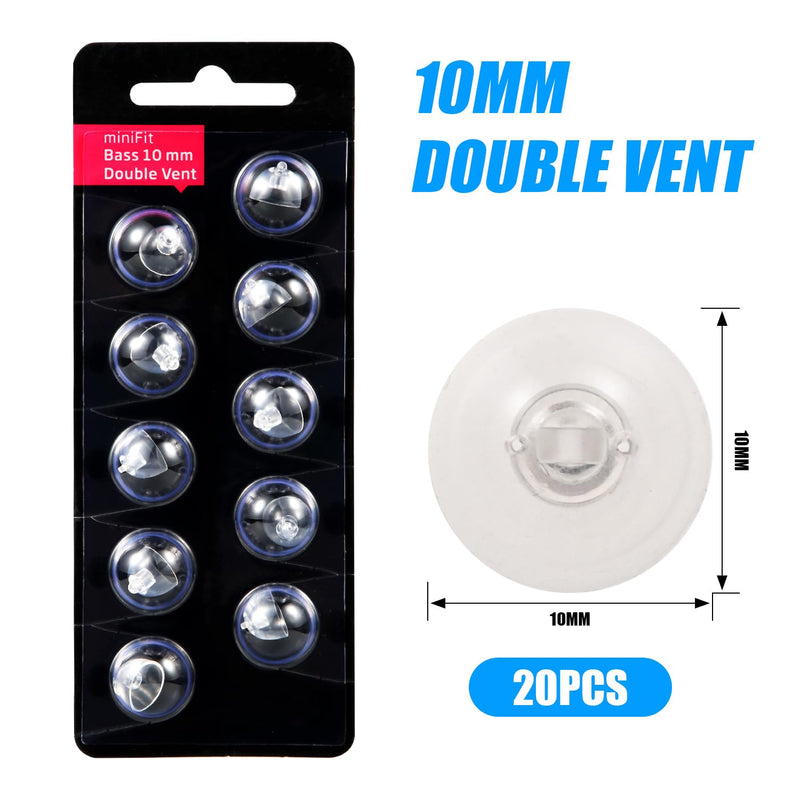 2 Pack/20pcs Hearing Aid Domes for Oticon, 10mm Replacement Domes for Oticon Universal Silicone Hearing Aid Domes Suitable for Oticon MiniFit Hearing Aid Supplies (Black)