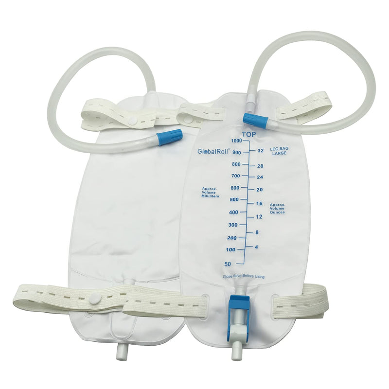 [Australia] - Leg Urinary Drainage Bag, Urine Leg Bag with 1000 mL Volume, 2 Adjustable Elastic Bands, Professional Urinary Bag for Home and Hospitals Health Aids, 5 Pack 
