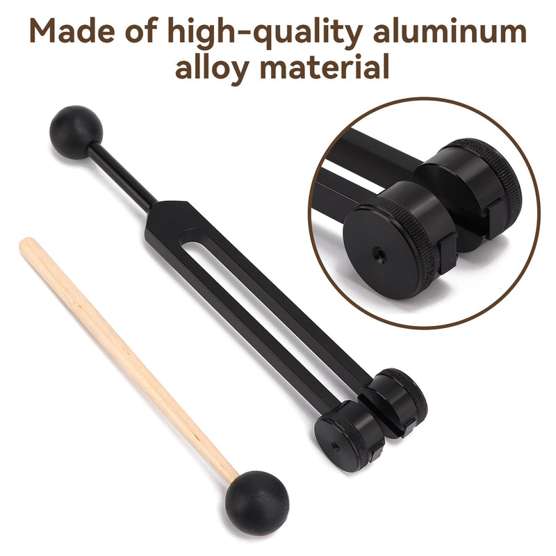 [Australia] - Om 136.1Hz Tuning Fork Set, Black Aluminum Alloy Heart Chakra Tuning Fork with Silicone Hammer and Storage Bag for Sound Healing, Meditation, Emotional and Spiritual Health 