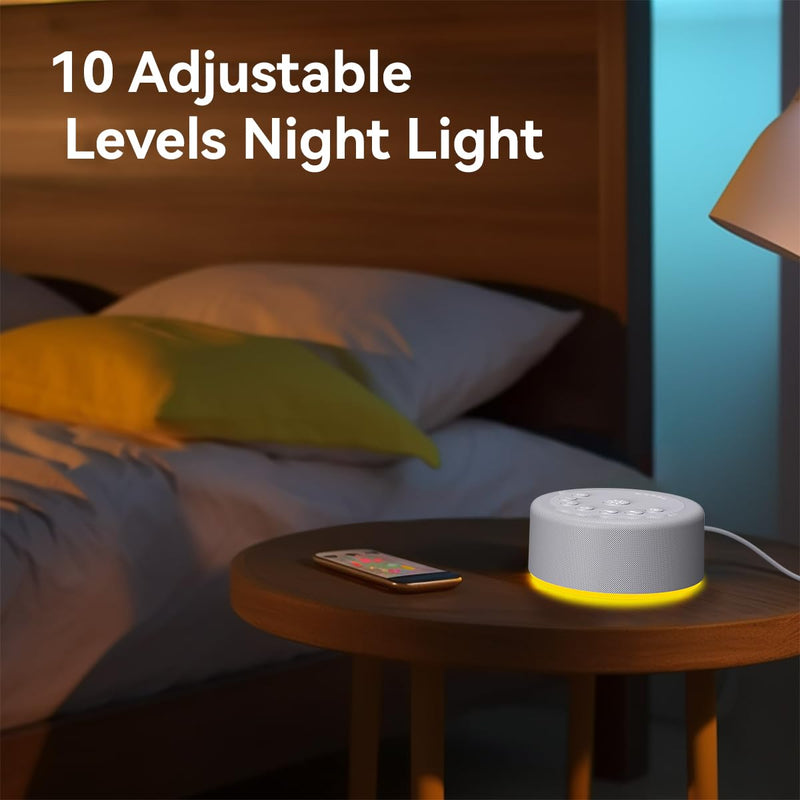 [Australia] - Sleep Sound Machine White Noise Machine 30 Non Looping Sounds 12 Night light Colors 5 Timers 36 Adjustable Volume Memory Function Brown Noise Sounds Machine for Baby kids Adult & Home Office Travel Grey 