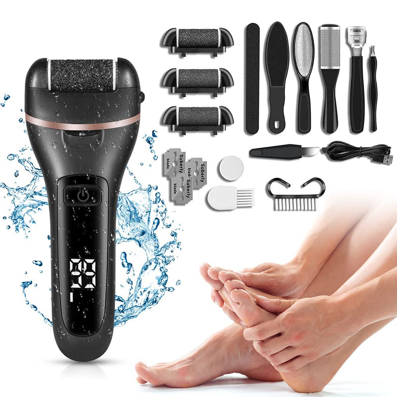 [Australia] - Electric Callus Remover and Foot polisher-Rechargeable-waterproof- Pedicure Set. (Black), 20 Count (Pack of 10) 