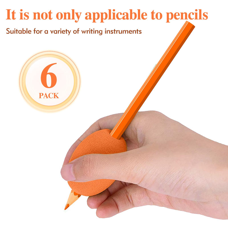 [Australia] - Pencil Grips 6-Pack - Soft Cushioned Handwriting Grip for Kids & Adults, Ergonomic Writing Aid for Better Pencil Control Ideal for Left & Right Handed 