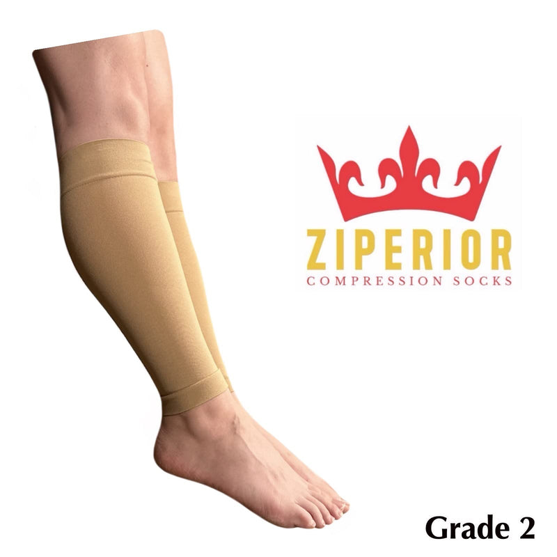 [Australia] - Inside Leg 20-30 mmHg Compression Shin Calf No Foot Zipper Sleeves (Nude, 3X-Large) Nude 