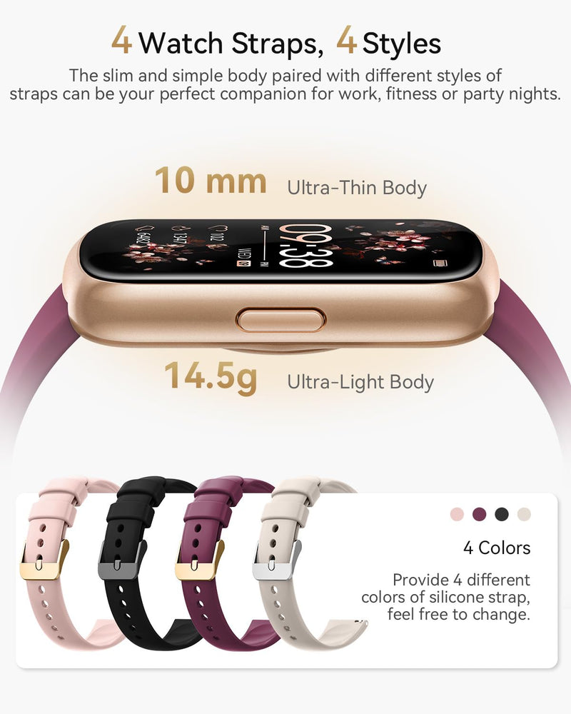 [Australia] - Fitness Tracker Watch, Smart Watches for Women with Heart Rate/Blood Oxygen/Sleep Monitor, 20+ Sports Modes Fitness Watches for Women/Men, Activity & Step Tracker Smart Watch for Android/iOS Phones Gold-Burgundy 