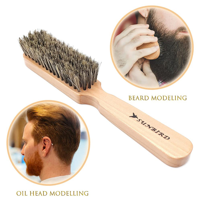 Beard Brush for Men with 100% Natural Bristles - Thick Facial Hair Styling Tool & Blow Dry Brush, Wooden Handle Grooming Kit for Daily Care, Detangling & Itch Relief | Mens Beard Care Gift Set 54A BRUSH