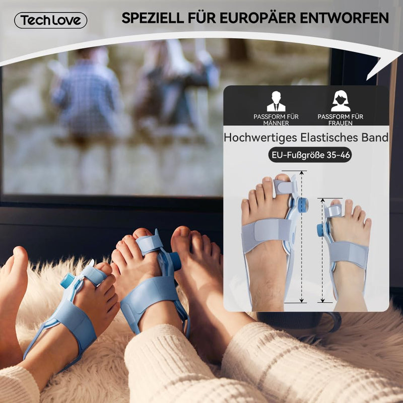 [Australia] - Tech Love Hallux Valgus Correction Fixation Plate Upgrade Hallux Valgus Bunion Toe Corrector with 3 Different Mounting Angles Hallux Valgus Splint for Toes Day and Night Unisex Blue 