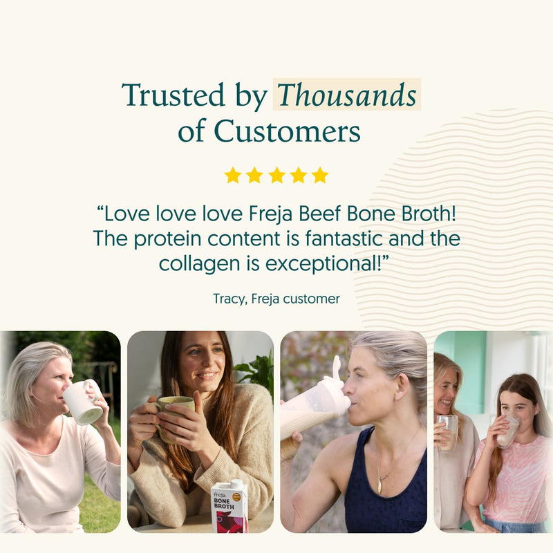 Freja Bone Broth Powder | 100% Natural Collagen & Protein Powder | Pure Beef, Grass-Fed | Amino Acids & Minerals | Nutrition for Healthy Gut, Skin, Hair & Nails | 300g (15 Servings)