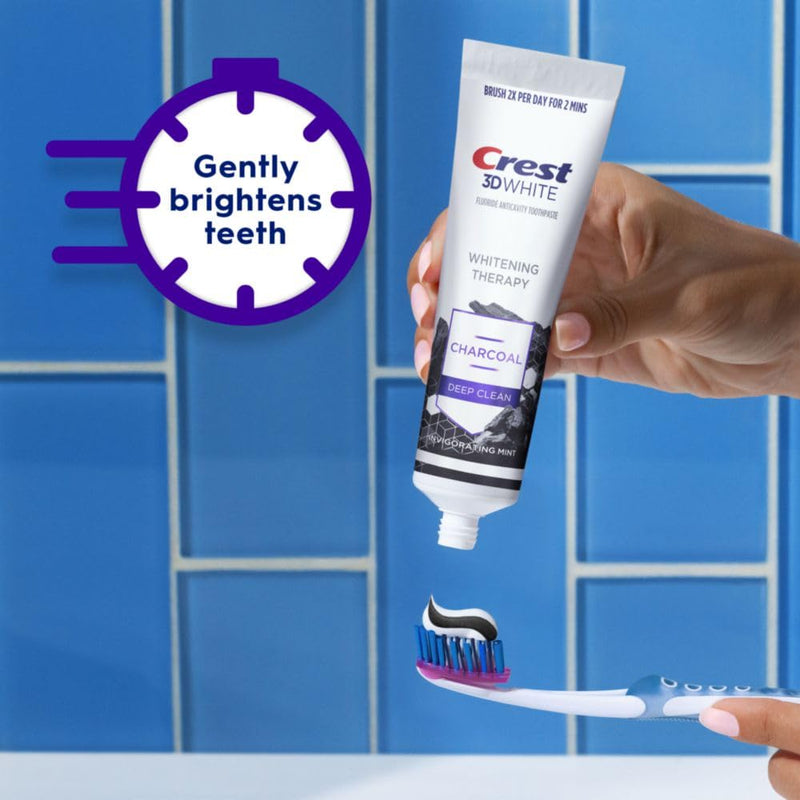 [Australia] - Crest 3D White Whitening Therapy Charcoal Deep Clean Invigorating Mint Teeth Whitening Toothpaste, 4.6 oz Pack of 3, Anticavity Fluoride Toothpaste, Gently Brightens Teeth, Strengthens Enamel 