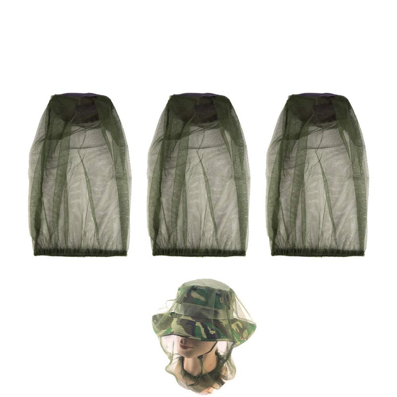 [Australia] - Head Net Mesh, Set of 3 Mosquito Head Net with Extra Fine Holes, Mosquito Hat Mask Headwear for Camping Hiking Fishing Protection from Insect Bugs Bee Mosquito 