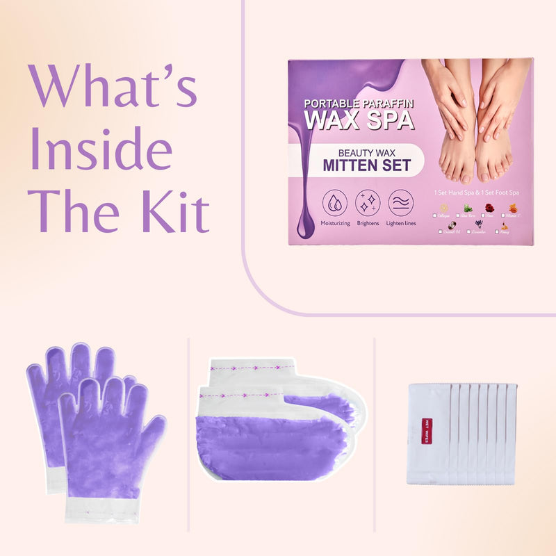 [Australia] - 10-Minute Paraffin Hand & Foot Treatments, Self Contained Paraffin Wax Gloves and Booties Set for Intensive Hydration at Home (Lavender) Lavender One size for most 